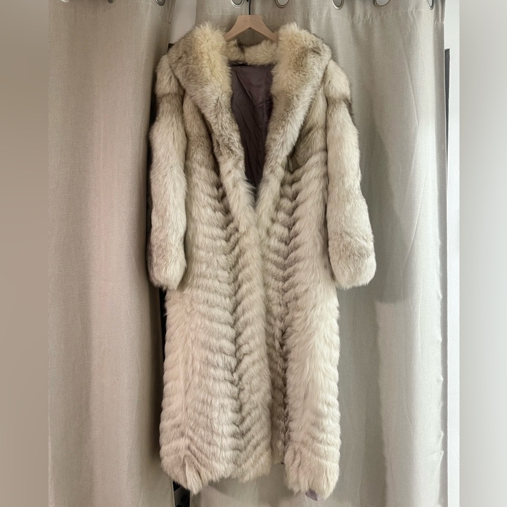 Luxurious Full Length Genuine Blue Fox Fur Coat